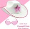 4E's Novelty 2 Sets White Cowgirl Hat with Pink Star, Brim Sequins and Light Pink Heart Sunglasses - Sparkly Cowgirl Hat Perfect Cowgirl Costume for Girls